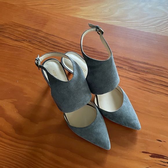Gorgeous grey suede ankle strap heels by Nine West - Picture 2 of 10